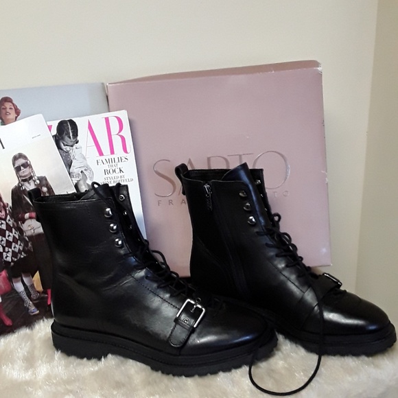Franco Sarto Shoes - NWOT  FRANCO SARTO Blk Leather Ankle Boots Tie 10